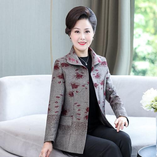 Women 2021 Spring Autumn Fashion Middle-aged Printed Coats Female Short Loose Jackets Ladies Long Sleeve Thin Outerwear W252