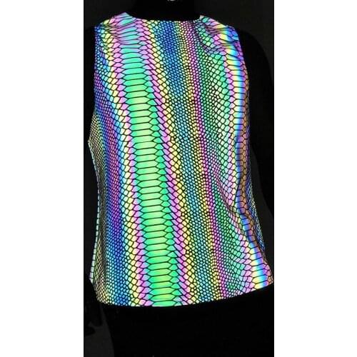 Summer 2021 New Vest Men Snake Pattern Colorful Reflective Tank Tops Harajuku Fashion Rainbow Color Reflection Sleeveless Shirt