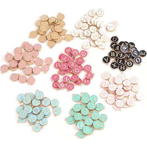10pcs 12*14mm A-Z Letter Charms Enamel Charmss Alphabet Handmade Pendant For Diy Bracelet Necklace Earrings Jewelry Wholesale