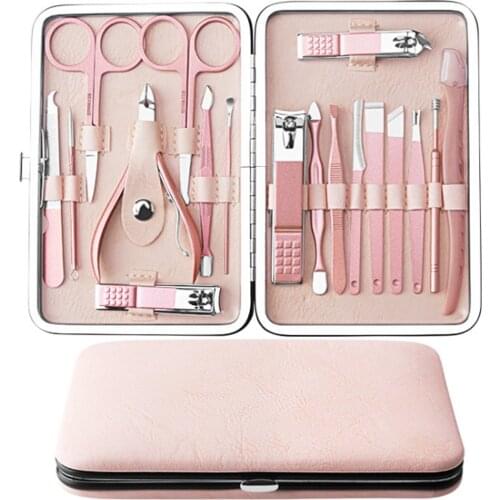 18PCS/Set Portable Manicure Pedicure Kit Nail Grooming Clippers Stainless Steel Manicure Nail Clipper Tool Set