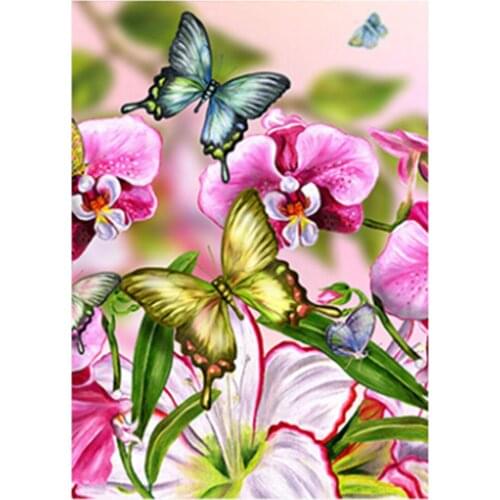 2019 Diamond Painting Flower and butterflies Diamond Embroidery Mosaic Full round/square Kit Sale Picture of Rhinestones gift