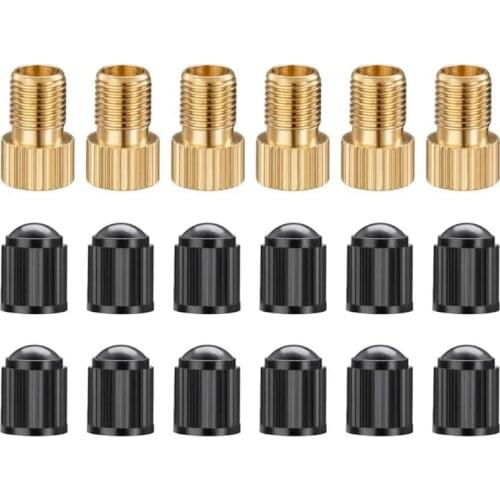 6PCS Presta Valve Adaptors, Convert Presta to Schrader Adapter for Bike, Inflate Tire Using Standard Pump