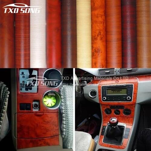 60*124CM/Lot WOOD PVC STICKER Vinyl Wood Grain Textured Car Wrap Car Film Internal Stickers BY FREE SHIPPING