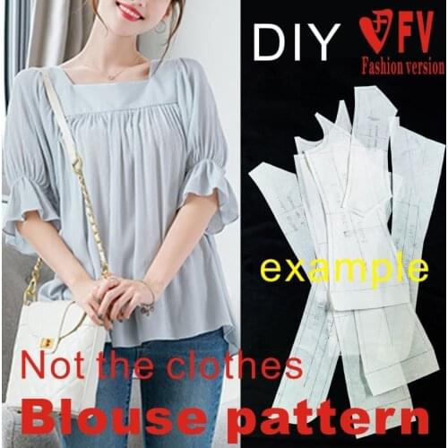 Cutting drawings womens square neck flared sleeve shirt 1:1 clothing making pattern BCY-145