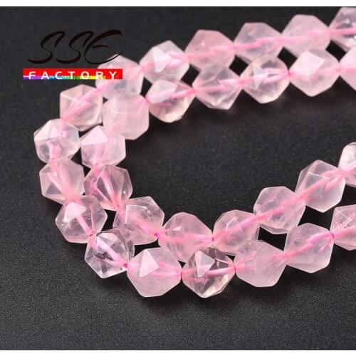 Wholesale Faceted Natural Pink Rose Quartzs Beads Natural Stone Round Loose Beads DIY Bracelets For Jewelry Making 6 - 12mm 15"