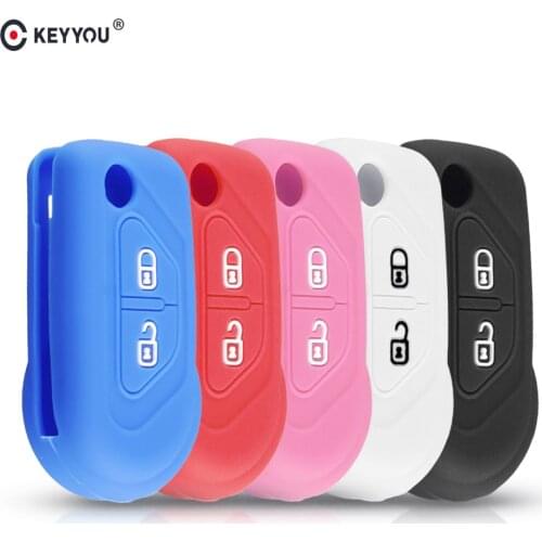 KEYYOU 2 Buttons Silicone Car Flip Key Case Cover For Citroen DS3 2009-2016 Protector Cover Holder Skin Car Accessories