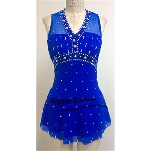 Blue Ice Figure Skating Dress For Kids Fashion New Brand Competition Figure Skating Dresses Crystal Custom DR3624