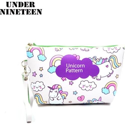 Under Nineteen 2019 Cartoon Unicorn Travel Makeup Bags Cosmetic Bags Large Capacity Neceser Toiletry Organizer Pouch Wholesale