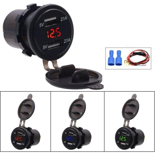 Doul USB Charger Car Cigarette Lighter Socket Splitter with Cover Car Charger with Led Light Power Adapter Motorcycle Usb Socket