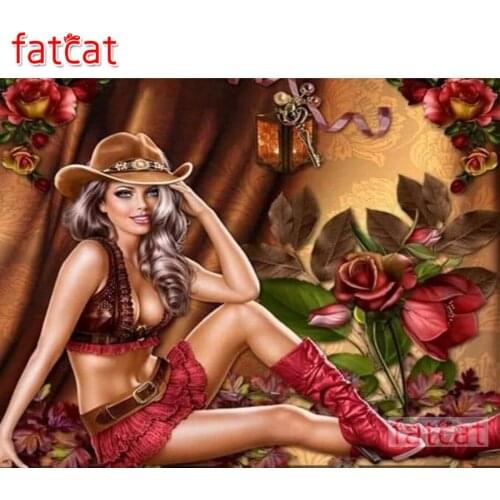 FATCAT Sexy woman with flowers diy diamond painting kits full square round drill diamond embroidery sale wall decoration AE3031