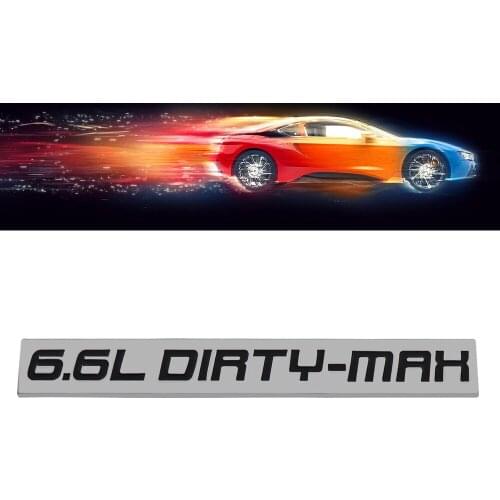 Chrome Black 6.6L DIRTY-MAX Engine for Fender Trunk Lid Emblem Decal Badge Sticker
