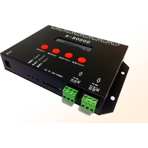 K-8000D DMX SD card pixel controller;8ports(512pixels*8);support standard dmx512 chip/DMX512AP-N/WS2821A;address writer function