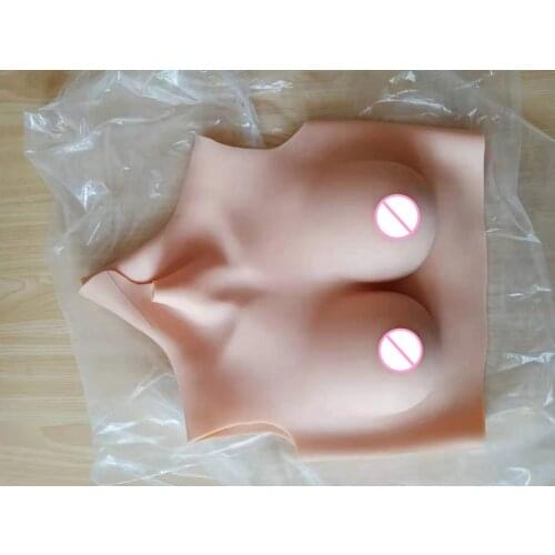 Short High Collar Neck B CUP Fake Artificial Boob Realistic Silicone Breast Forms Crossdresser Shemale Transgender Drag Queen 4G