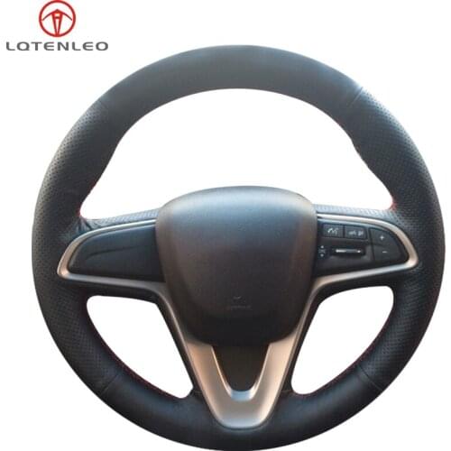 LQTENLEO Black Artificial Leather Car Steering Wheel Cover For Chevrolet Sail 2014-2018 Lova RV 2015-2018 Cavalier 2016-2019