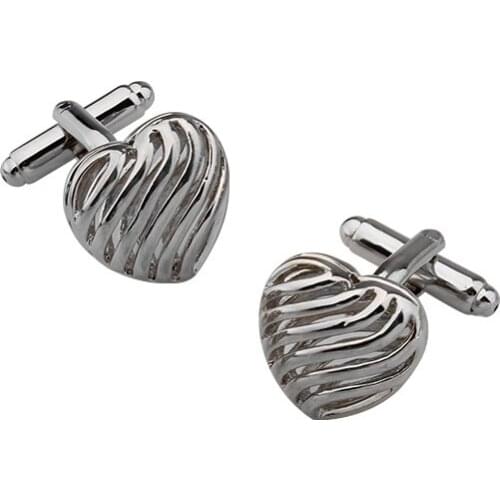Mens Cuff Links Heart Hollow Silver CUFFLINKS L1773