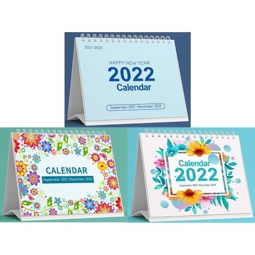 New 2021.9-2022.12 Simple Desktop Coil Calendar Mini Dual Daily Schedule Table Planner Yearly Organizer Office School Supplies