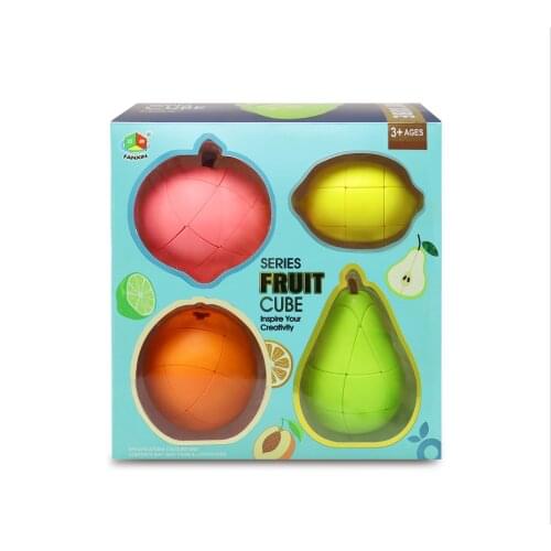 Newest FanXin Fruit Magic Cube Pack Professional Stickerless Pear Orange Peach Cube Puzzle Game Speed Cubing Funny Toys