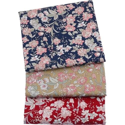 Floral Summer Poplin Apparel Plain Fabric,100% Cotton Calico,Printed Cloth Material For DIY Making Clothes Sewing/BedSheet/Dress