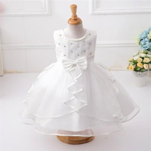4-12 Yrs Girl Princess Dress Children Hand Sewn Beads Flower Wedding Dress For Birthday Evening Party
