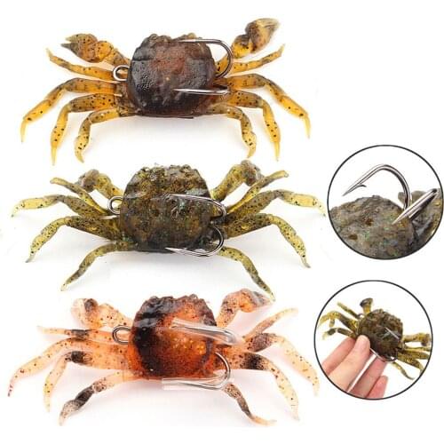 10cm Saltwater 3d Manic Crab Lures Bass Wrasse Cod Sea Fishing Hook Tackle Bait Soft Fish Bait With Sharp Hooks
