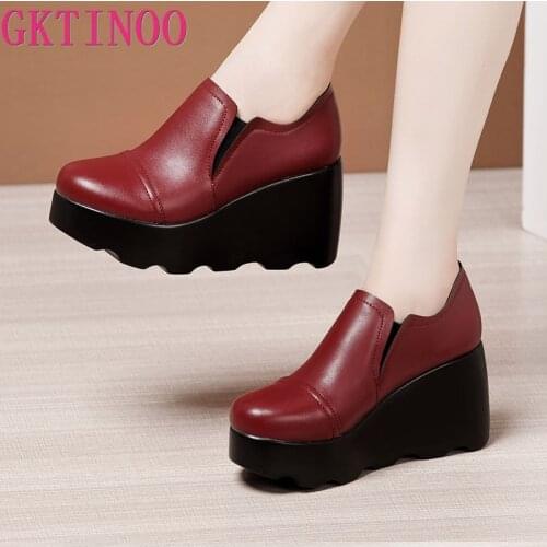 Plus Size 32-43 Chunky Platform Shoes Women Pumps Fall Winter 2020 High Heels Wedges Shoes Ladies Leather Office Shoe Fur Plush