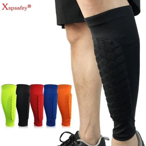 2PCS Honeycomb Football Shields Soccer Shin Guard Cycling Legging Shin Pads Compression Leg Sleeve Support Protective Calf Guard