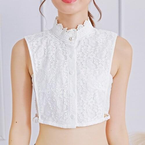Vintage White Shirt False Collar swan Print wild False Collar Lapel Blouse Top Women Clothes Accessories Detachable Lapel