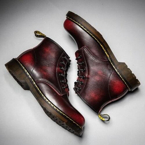 Winter Men Boots with Fur Warm Boots for Men Cowhide Leather Women Martin Boots Winter Short Booties Ladies 6 hole Big Size 48