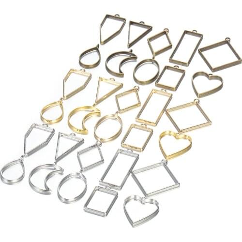 10pcs Frame UV Epoxy Resin Mold Metal Geometric Frame Tools Oval Round Waterdrop Pendant Accessories for Jewelry Making DIY
