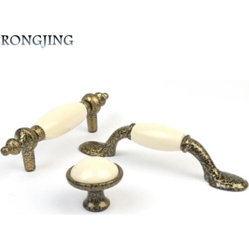 2x Ceramic Kitchen Cabinet Drawer Handles Antique Furniture Knobs Cupboard Closet Dresser Drawer Pulls Bars Shoes Box Handle