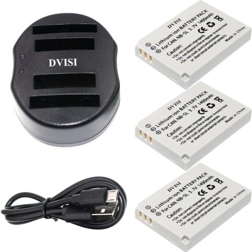 3pcs NB-5L NB 5L NB5L Rechargeable Battery with USB Dual Charger for Canon Powershot S100 SX200 SX210 IS SX230 HS SD890 Camera