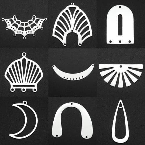 5pcs/lot 100% Stainless Steel Geometric diy Earring Findings Moon Connector Charm Wholesale Super Quality OEM Order Accepted