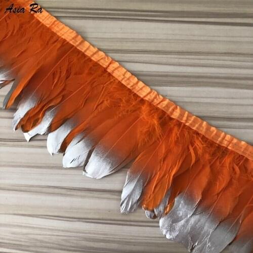Asia Ra High Quality Silver Spray Geese Feather Fringes 100% Real Feathers Trim For Carnival Party Costumes Sewing Lace Ribbons