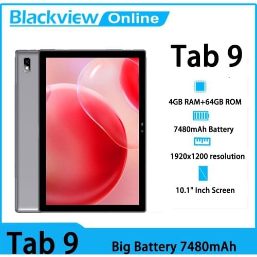 Blackview 2021 Tab 9 Tablet 10.1 Inch 1920x1200 Octa Core 4GB RAM 64GB ROM Tablets PC 7480mAh 4G Network
