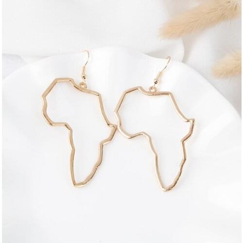 Big Earrings Africa Map Exaggerate Larger Earring Gold Color African Ornaments Traditional Ethnic Hyperbole Gifts