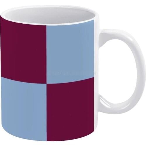 Claret And Blue Squares White Mug Coffee Mug 330ml Ceramic Home Milk Tea Cups and Mugs Travel Gift for Friends Claret Blue Patte