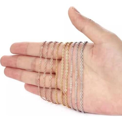 Stainless Steel 2mm ''O" Oval Chain With Extend Chain Women Necklace Wholesale DIY Necklace Bracelet Female Jewelry Dropshipping