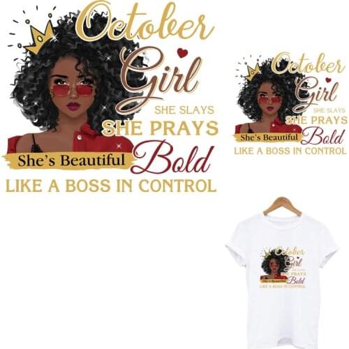 Black Queen Iron On Patches For Clothes DIY Washable Thermal Sticker Glitter Heat Transfer Women T-Shirt Hoodies Patch Applique