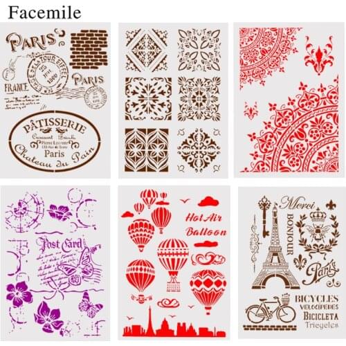 Facemile Valentine Pairs Tower Bicycle Cake Stencils for Wedding Cake Decoration Fondant Plastic Template Mold Baking Tool