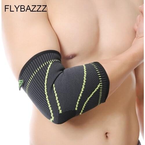 FLYBAZZZ 1PCS Elbow Support Elastic Gym Sport Safety Elbow Protective Pad Absorb Sweat Sport Basketball Arm Sleeve Elbow Brace