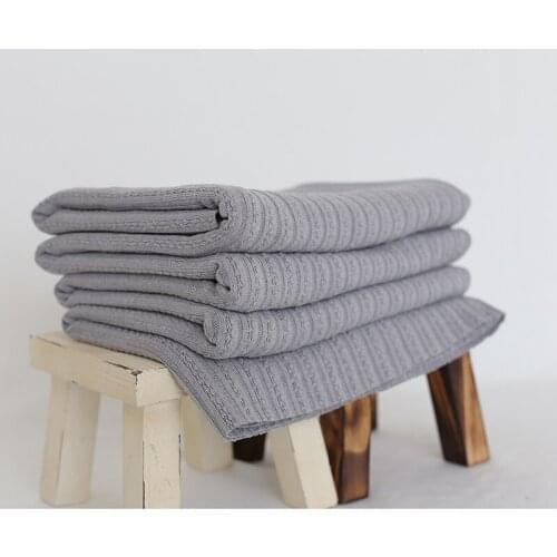Grey color Newborn photography background Knitted Baby blanket Posing fabric layer Newborn knit blanket wrap Baby fabric