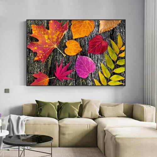 Dark Yellow Maple Leaf Abstract Oil Painting on Canvas Posters and Prints Art Wall Pictures For Living Room Cuadros Home Decor