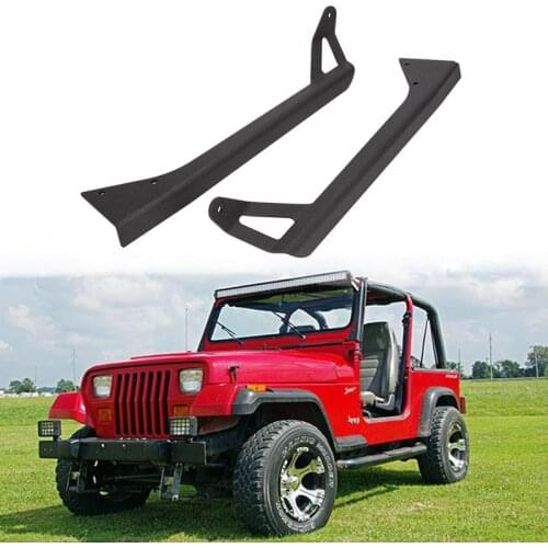 50" LED Straight Light Bars Mounting Front Upper Windshield Work Light Holder Brackets for Jeep Wrangler YJ 1987-1995