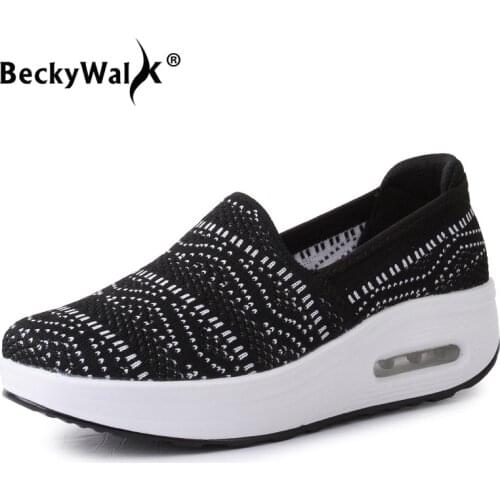 Women Sneakers Fashion Breathable Mesh Casual Shoes Platform Sneakers Women Slip-On Walking Running Shoes Female Trainer WSH3668