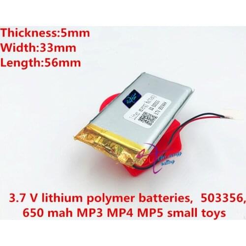 Best battery brand Polymer battery 650 mah 3.7 V 503356 smart home speakers Li-ion battery for dvr,GPS,mp3,mp4