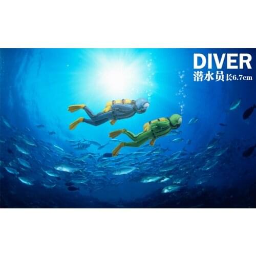 Simulation People Scene Modelf Ocean Scene Decoration Green +blue Diver ornaments doll model decoration Toys figures 2pcs/set