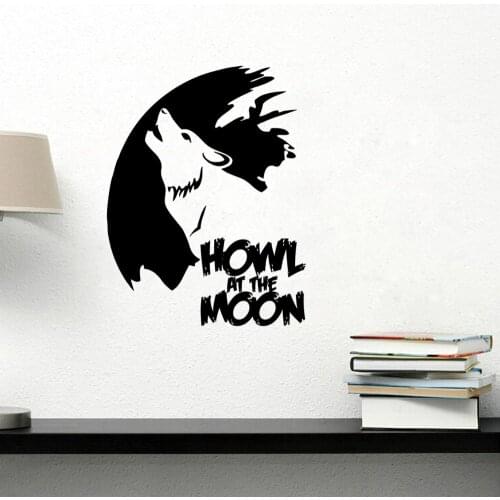 Wolf Howl at the Moon Wall Art Mural Poster Sticker Creative Home Decor Wall Applique Poster Living Room Bedroom Wall Decals