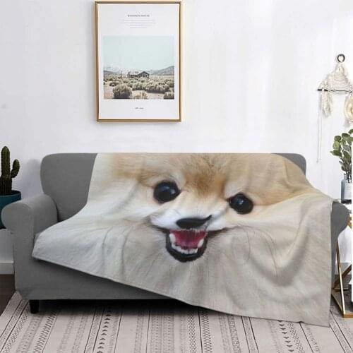 Pomeranian Dog Blankets Coral Fleece Plush All Season Cute Animal Lightweight Throw Blankets for Bedding Office Rug Piece