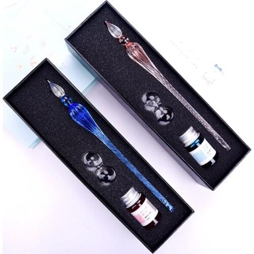 1 Pc Crystal Glass Dip Pen Fountain Pen Ink Set Signature Non-carbon Lime Tools Glass Writing Glass Pen Soda
