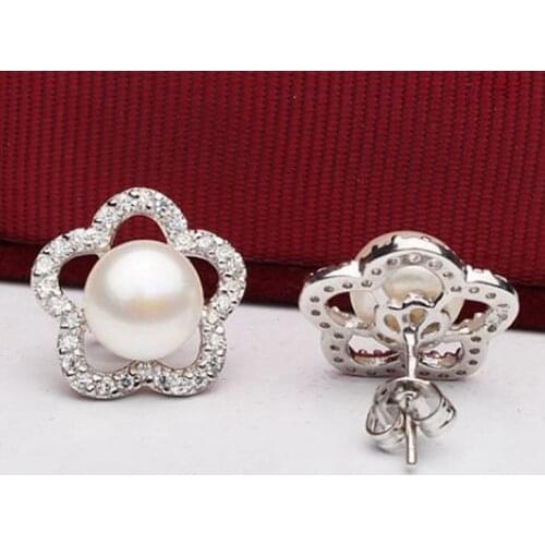 Flower HOT Freshwater Pearl Stud Earrings Real Pearl Earrings Natural Pearl Earrings For Charm Women